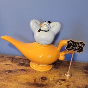 Disney Aladdin Genie Lamp Teapot Ceramic Blue Orange